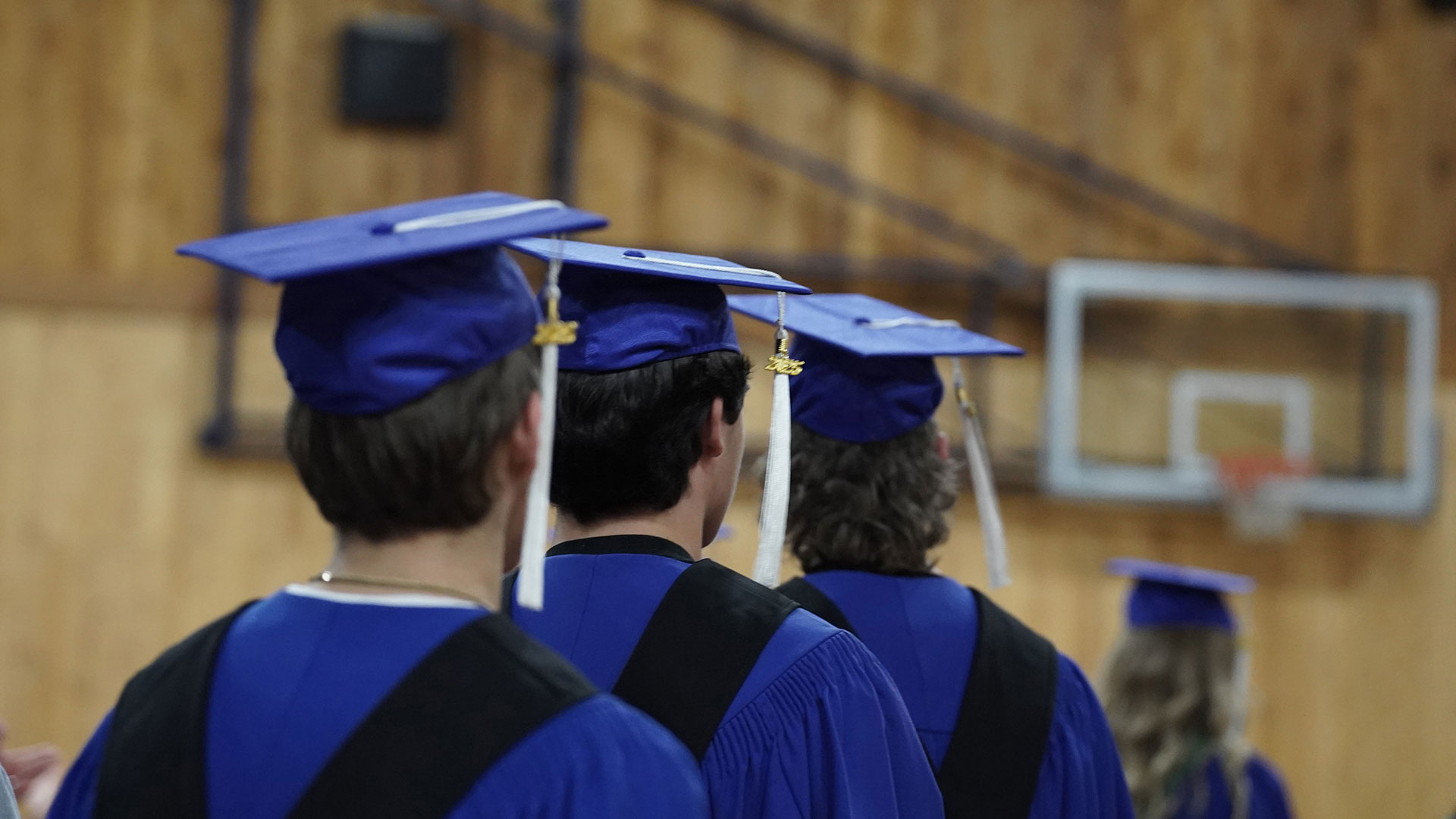 Graduates lined up at ceremony